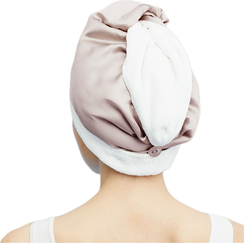 Serviette turban 2en1 en soie de mûrier et microfibre