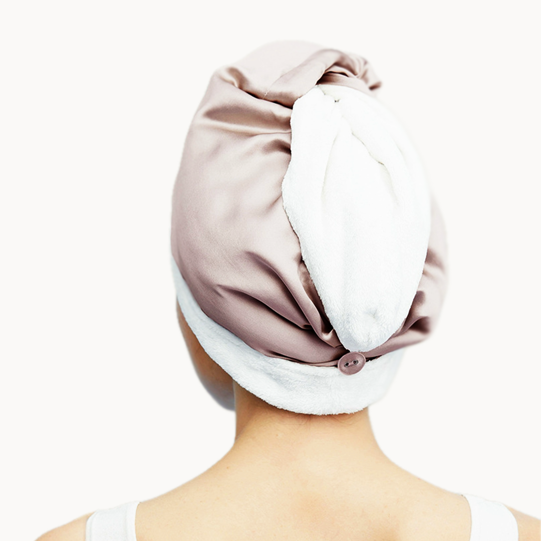 Serviette Turban 2en1 en Soie de Mûrier et Microfibre